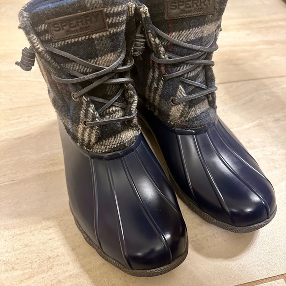 Sperry Saltwater Plaid Wool Winter Waterproof Duck Boots 7.5 - Picture 8 of 9